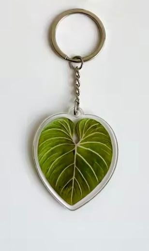 Keyring Keychain - Plant Leaf Aroid - Philodendron Gloriosum