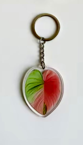 Keyring Keychain - Plant Leaf Aroid - Homalomena